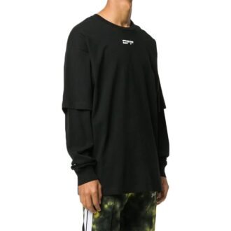 Back Mask Human Face Printing Round Neck Black