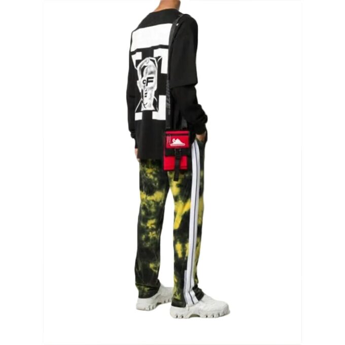 Back Mask Human Face Printing Round Neck Black