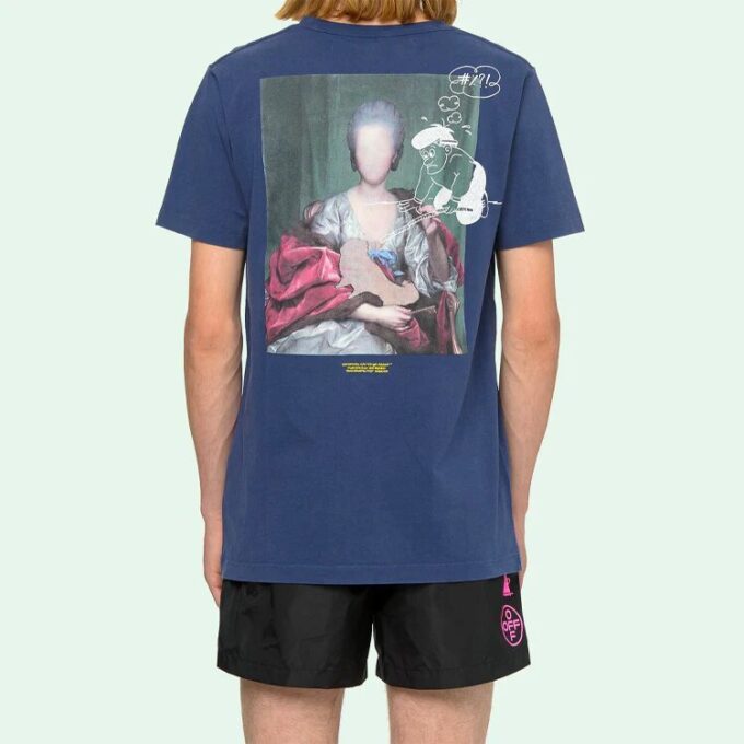 Back Photo Printing Short Sleeve Blue