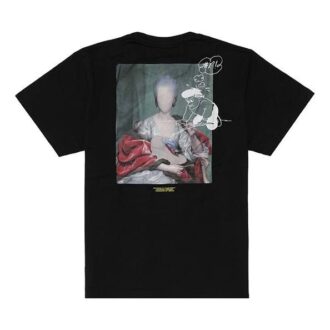 Back Photo Printing Short Sleeve Loose Fit Black