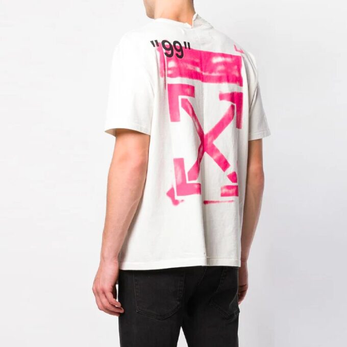 Back Pink Arrow Short Sleeve White