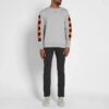 Back Printing Plaid Round Neck Pullover Version Gray