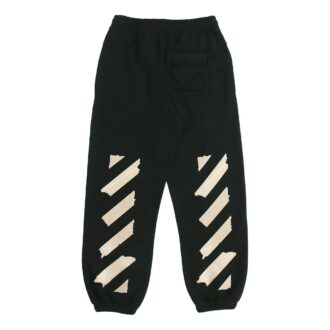 Black Gold Rubber Strap Stripe Sports Pants Black