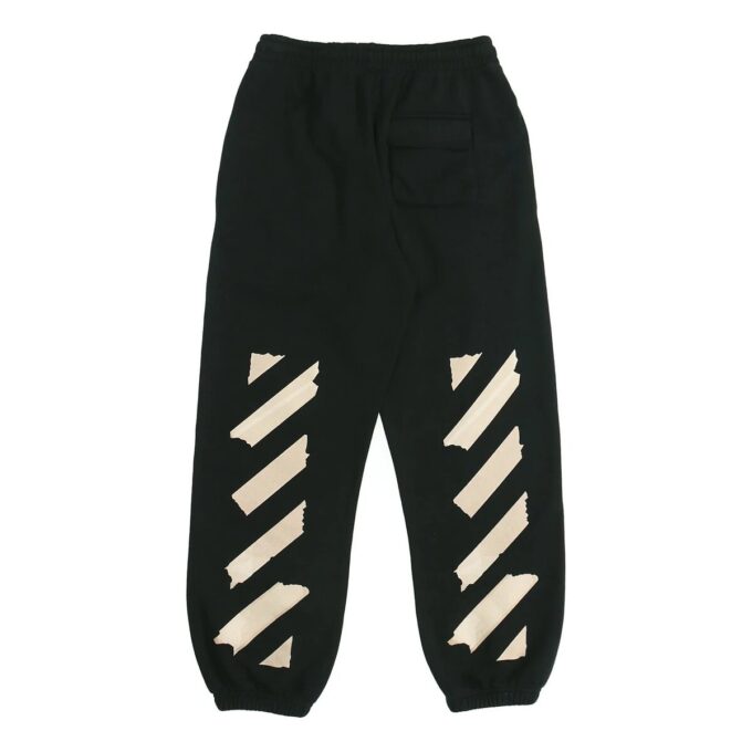 Black Gold Rubber Strap Stripe Sports Pants Black
