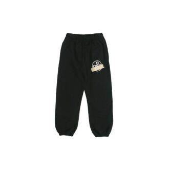 Black Gold Rubber Strap Stripe Sports Pants Black