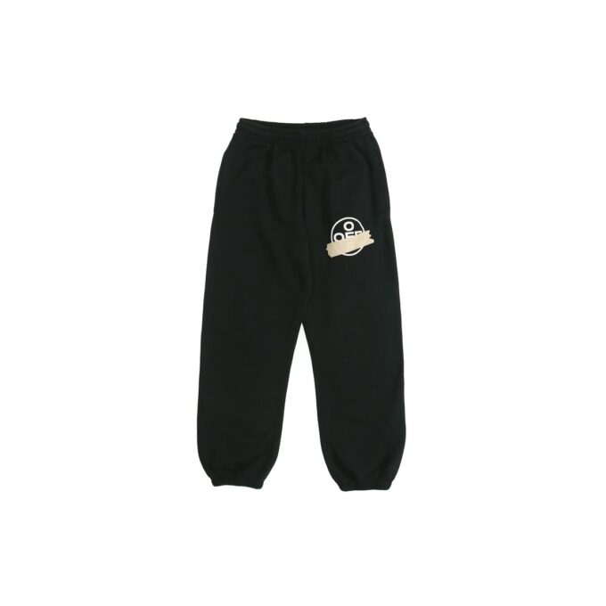 Black Gold Rubber Strap Stripe Sports Pants Black