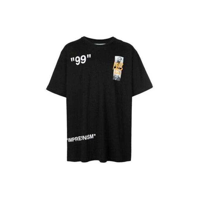 Black Printing Cotton Short Sleeve Loose Fit