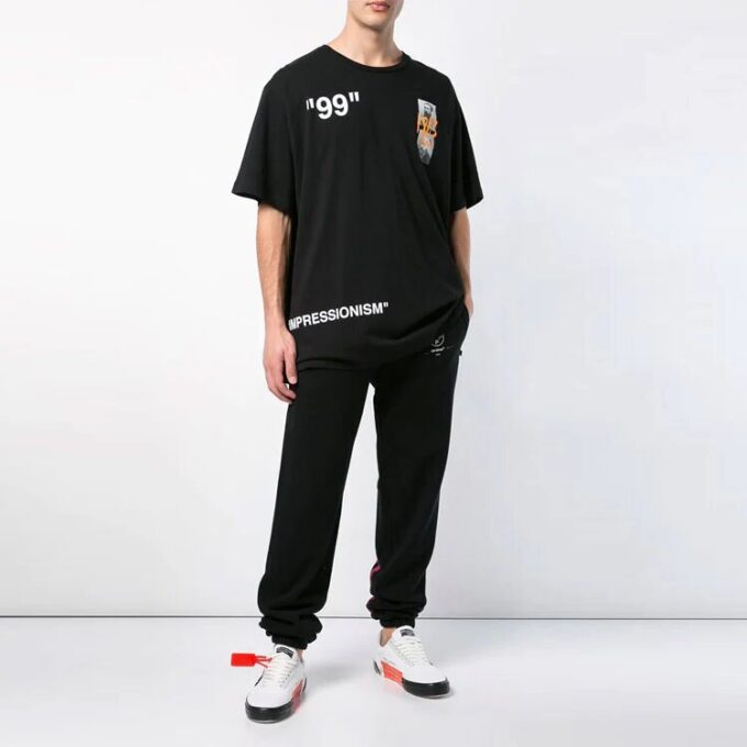 Black Printing Cotton Short Sleeve Loose Fit