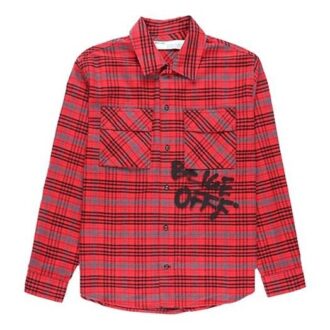 bled cotton pattern shirt “Red Black”