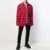 bled cotton pattern shirt “Red Black”