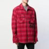 bled cotton pattern shirt “Red Black”