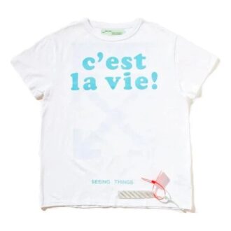 Blue Slogan Arrow Short Sleeve White