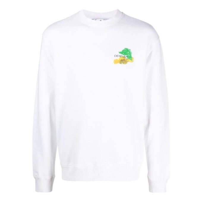 Brush Arrow Slim Crew Neck Sweatshirt “White”