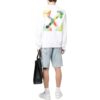 Brush Arrow Slim Crew Neck Sweatshirt “White”