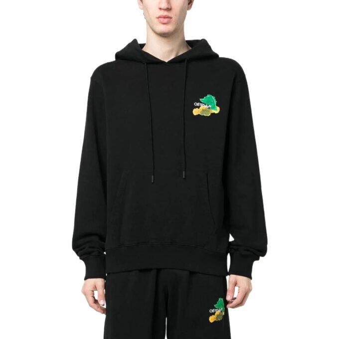 Brush Arrows Slim Skate Hoodie “Black Multi-Color”