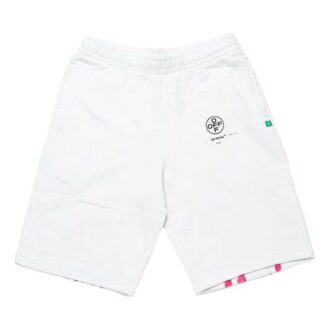 c/o virgil abloh For Men’ s White Diag Stencil Sweatshorts White/Pink