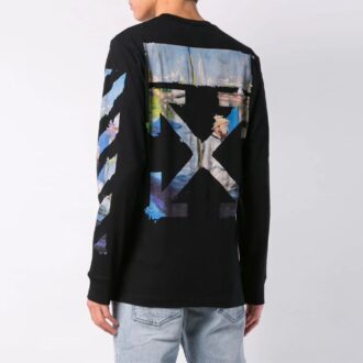 C/O Virgil Abloh Men’ s Black Diag Arrows Long Sleeve T-Shirt