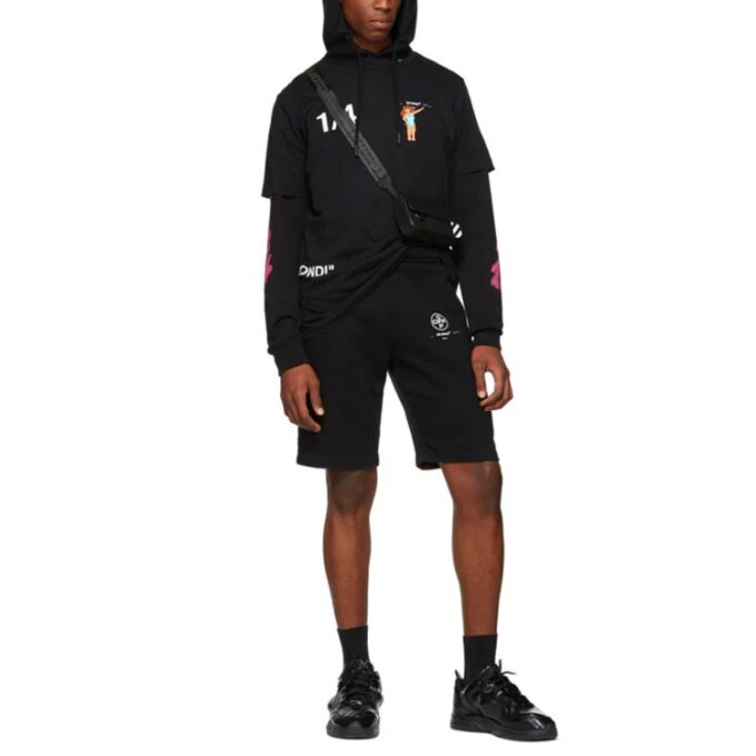 C/O Virgil Abloh Men’ s Black Diag Stencil Sweatshorts