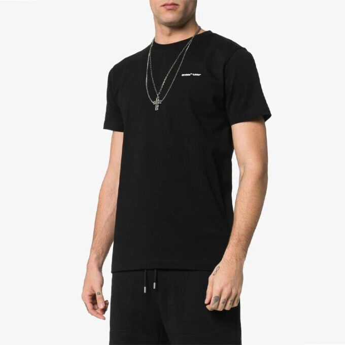 c/o virgil abloh men’ s black logo short sleeve slim tee
