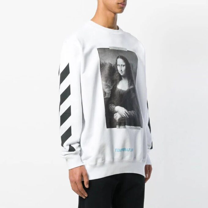 C/O Virgil Abloh Men’ s White Diag Monalisa Crewneck Sweater White