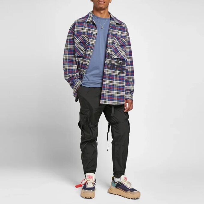 C/O VIRGIL ABLOH OW FLANNEL CHECK SHIRT BLUE
