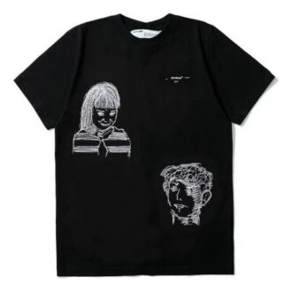 C/O VIRGIL ABLOH Small Character Pattern Printing Short Sleeve Ordinary Version Black