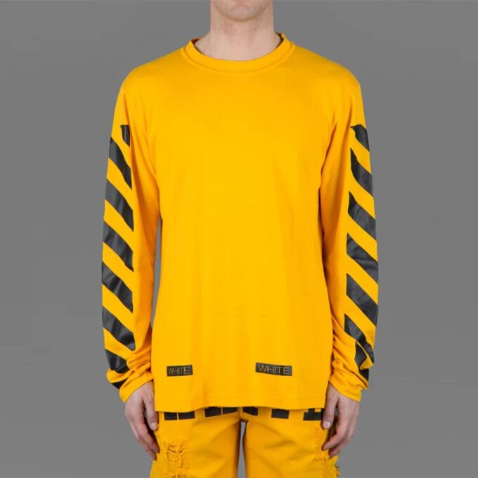 C/O VIRGIL OW 13 Alphabet Stripe Long Sleeves Unisex Yellow