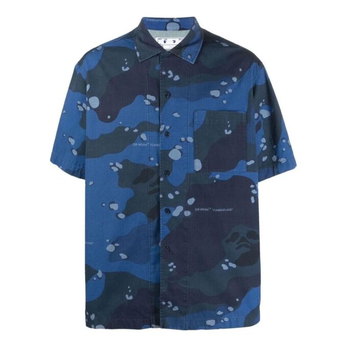 Camo Poplin Holiday Shirt “Blue”