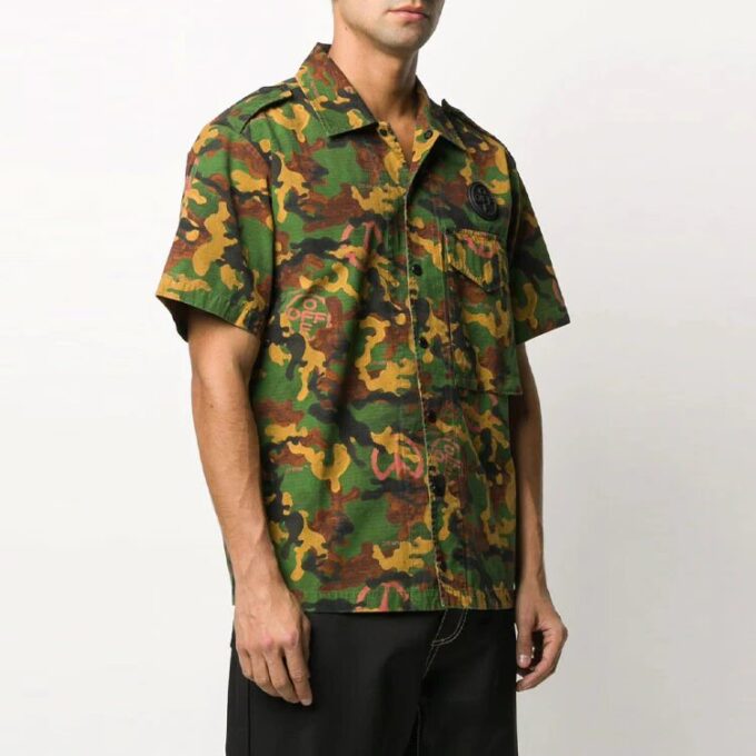 Camouflage Printing Short Sleeve Shirt Version Green