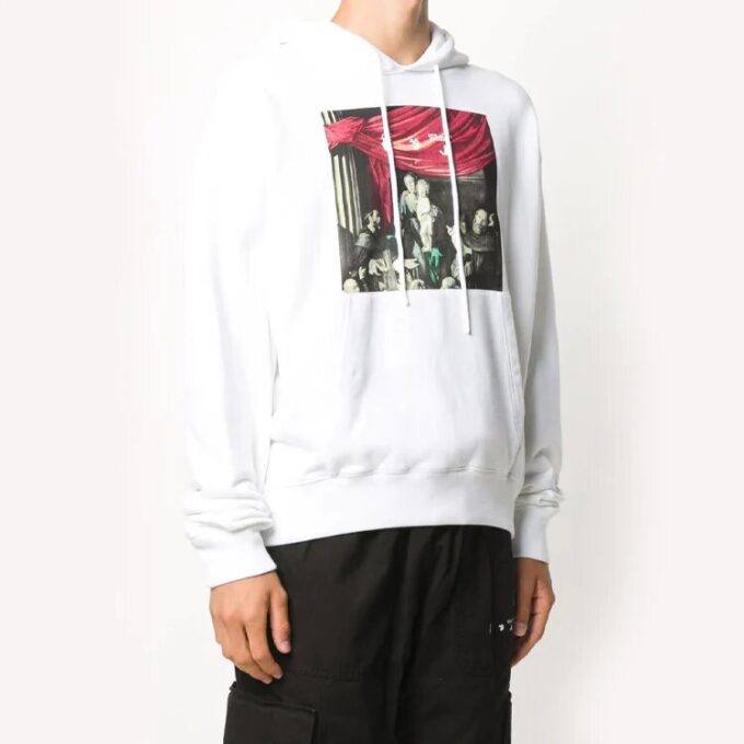 Caravaggio Painting Over Hood White Blac Fw20 Mens Logo Sweater
