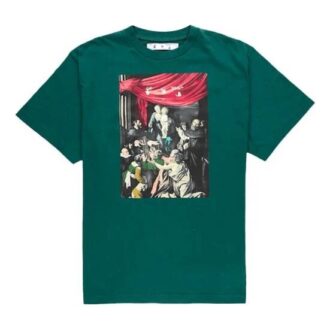 Caravaggio Painting Pattern Short Sleeve Loose Fit Green