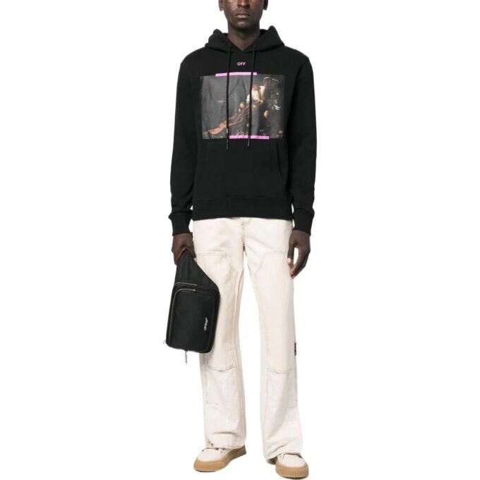 Caravaggio Print Cotton Hoodie “Black Cyclamen”