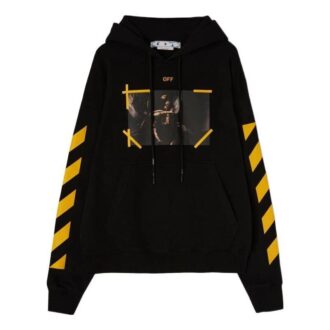 Caravaggio-Print Cotton Hoodie “Black Yellow”