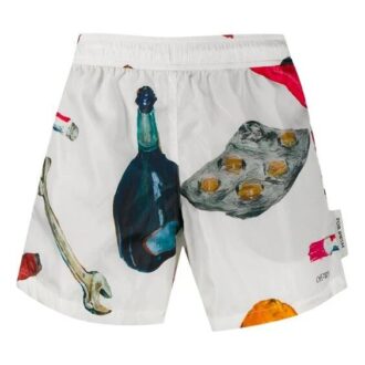 Casual Applique Pill Shorts Men’ s White
