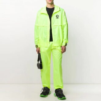 Casual Zipper Pocket Logo Printing Sports Pants/Trousers/Joggers Loose Fit Green