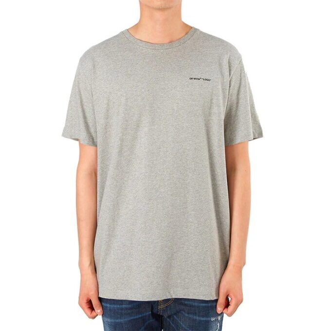 Chest Alphabet Logo Slim Fit Short Sleeve Gray