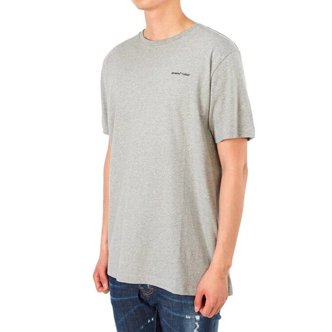 Chest Alphabet Logo Slim Fit Short Sleeve Gray