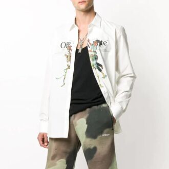 Chest Painting Printing Shirt White