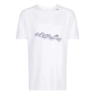 Chest Pattern Printing Short Sleeve Ordinary Version White
