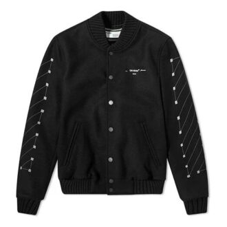 Chevron Varsity Baseball Jacket Men Black