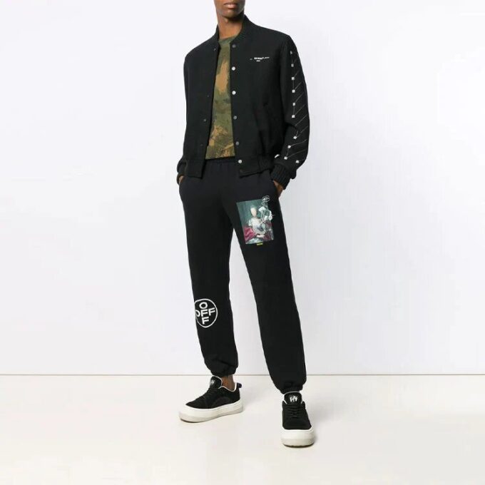 Chevron Varsity Baseball Jacket Men Black