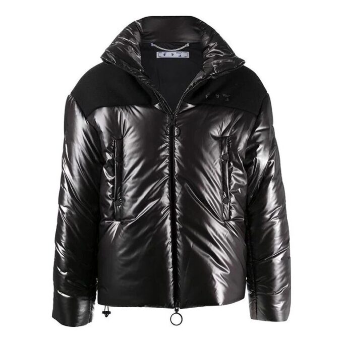 Classic hooded Stand Collar Jacket Black