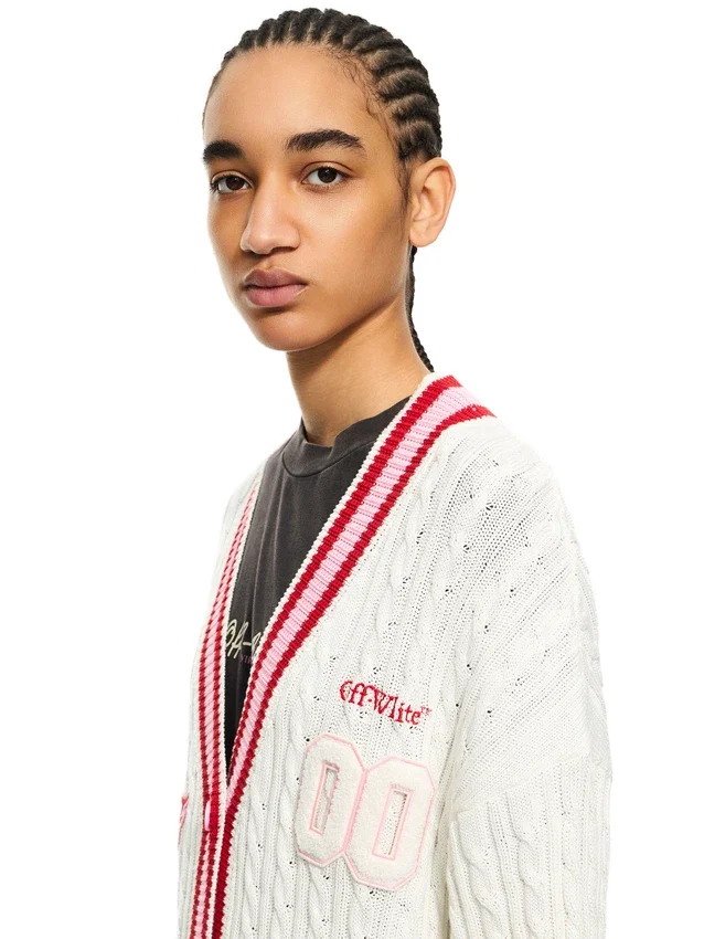 College Patch Cable Knit Cardigan College Patch Cable Knit Cardigan