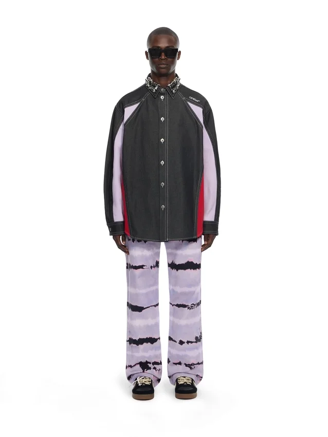 Color Block Denim Crystal Overshirt Color Block Denim Crystal Overshirt