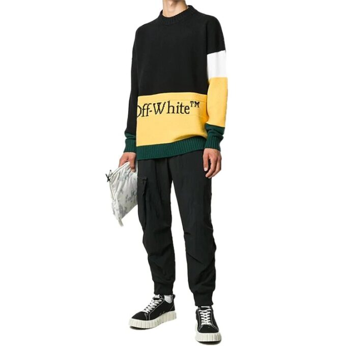 Colorblock Alphabet Knit Black