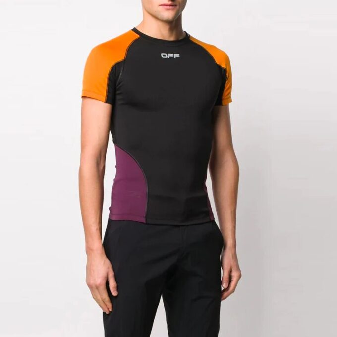 Colorblock Sports Short Sleeve Slim Fit Version Black