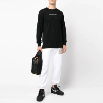 Cotton Arrow Logo Printing Round Neck Long Sleeves Black