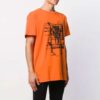 Cotton Arrow Pattern Printing Round Neck Short Sleeve Orange