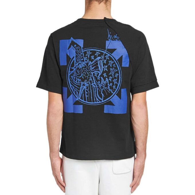Cotton Classic Arrow Logo Printing Round Neck Short Sleeve Black