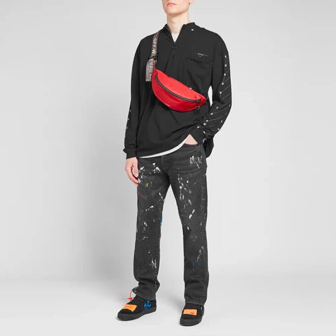 Cotton High Collar Long Sleeves Black
